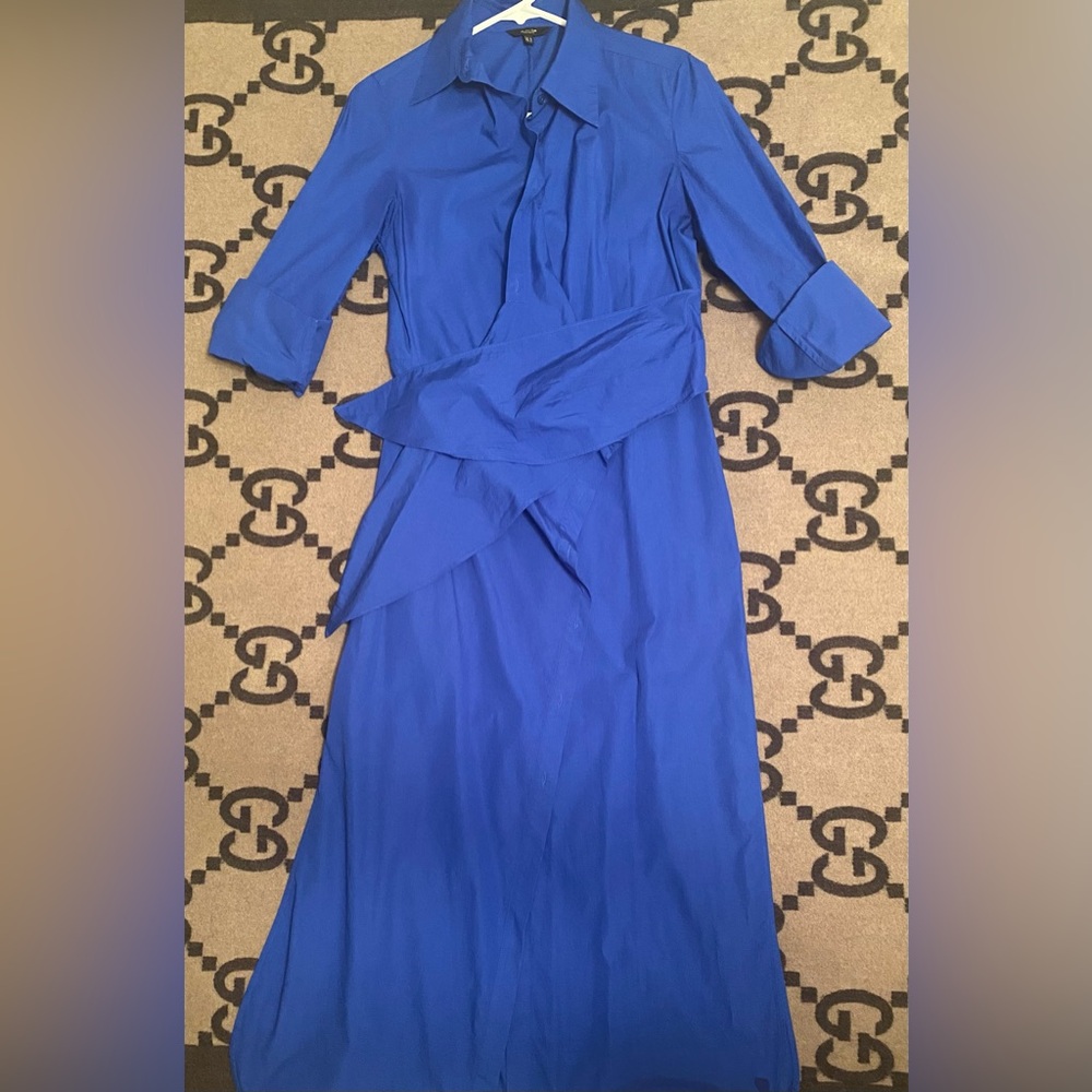 Massimo Dutti Long Poplin Dress with Side Knot Size S